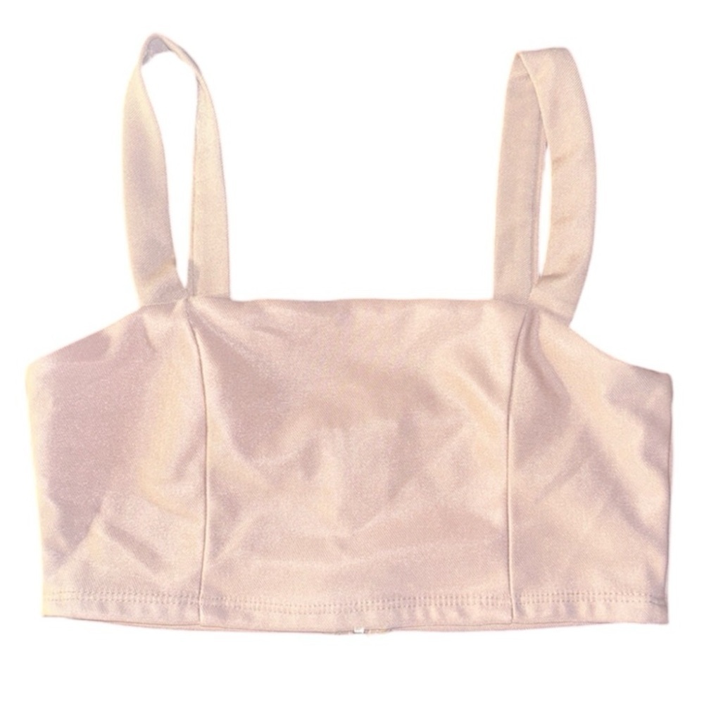 Naked Wardrobe Cropped Tan Square Neck Tank Top